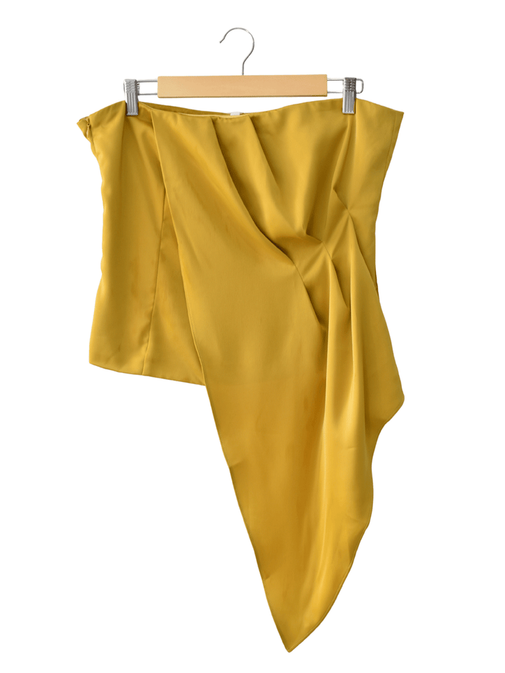 Top strapless Drapeado Seda Amarillo