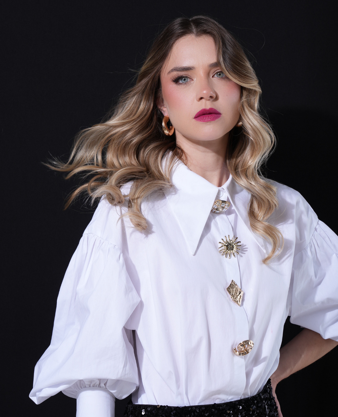 Camisa Popelina Botones dorados