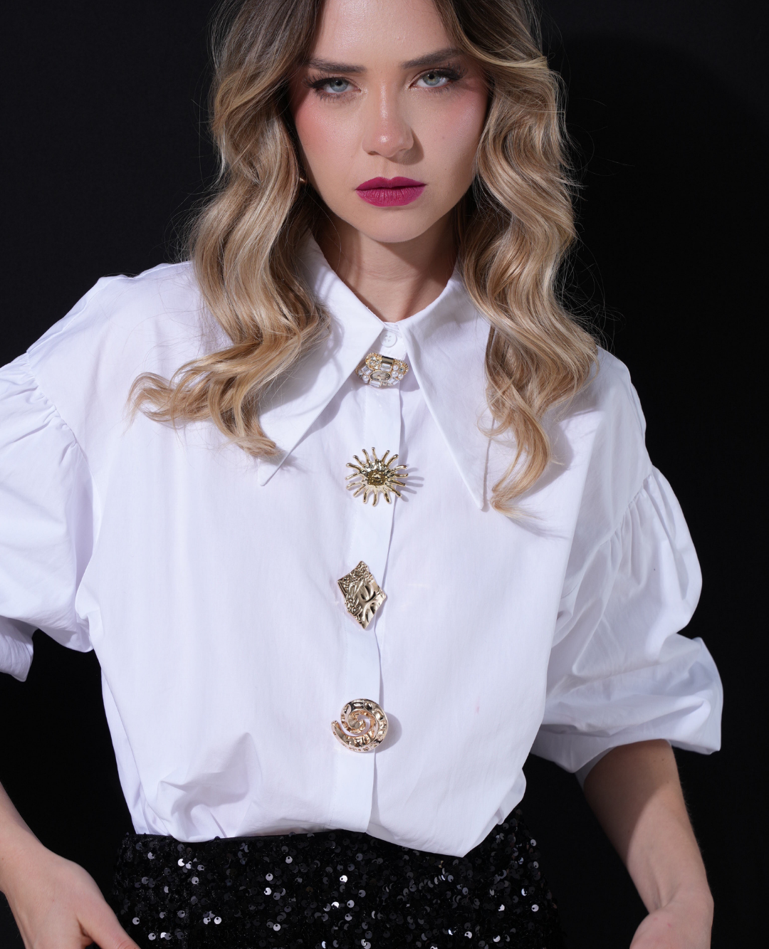 Camisa Popelina Botones dorados