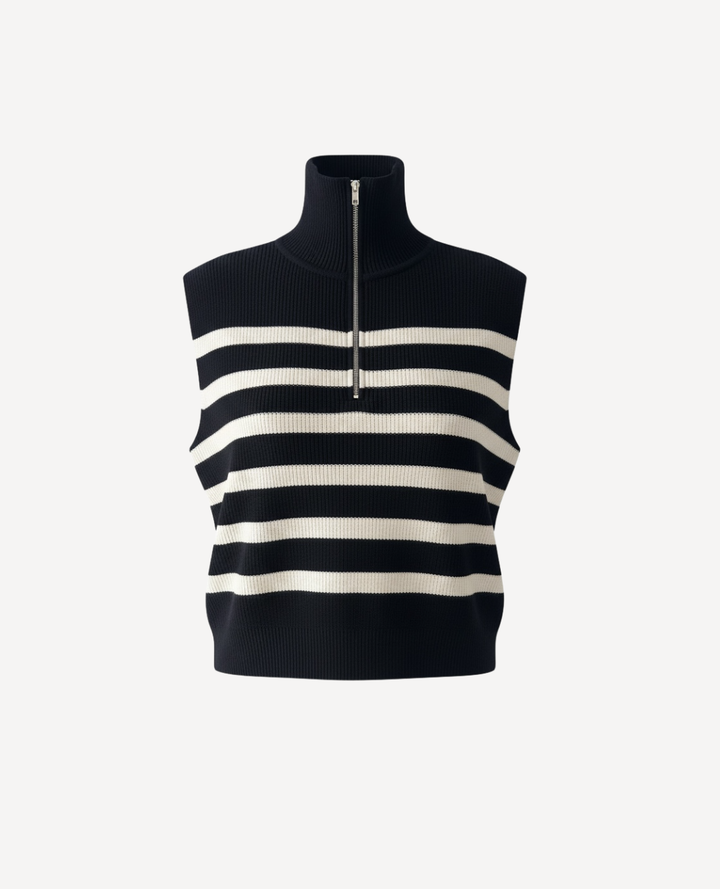Chaleco Rayas Cremallera Negro