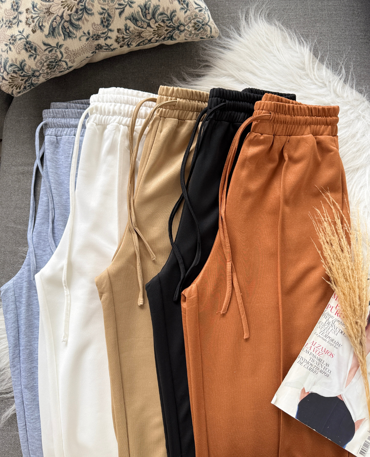Pantalon Wide Leg Con vena Blanco