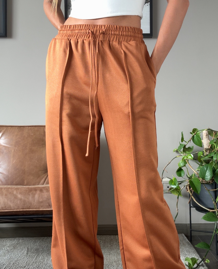 Pantalon Wide Leg Con vena Terracota