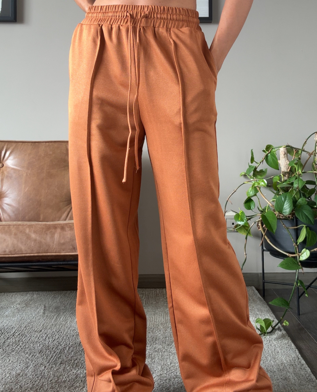 Pantalon Wide Leg Con vena Terracota
