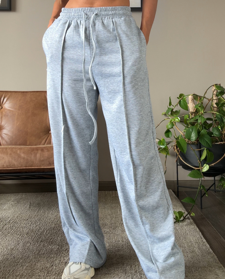 Pantalon Wide Leg Con vena Gris