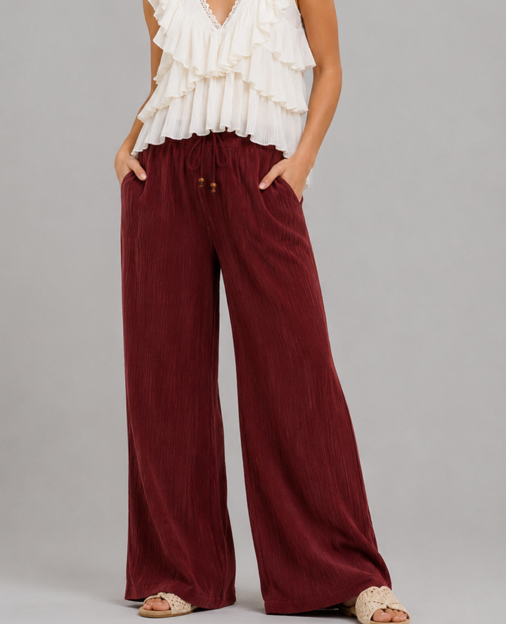 Pantalon Lycra Corrugado Vinotinto