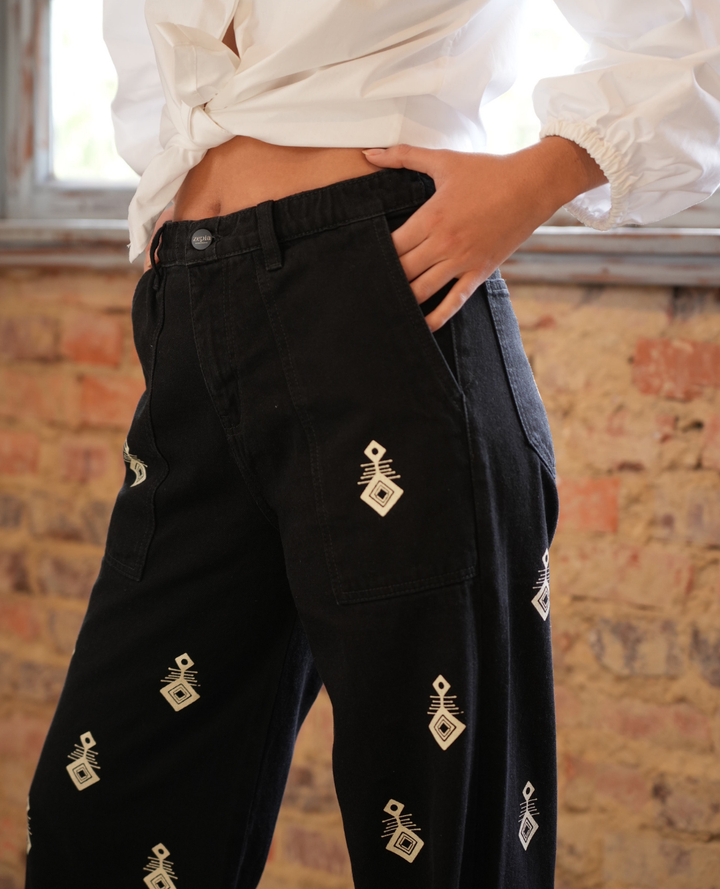 Pantalón Boho Anclas Negro