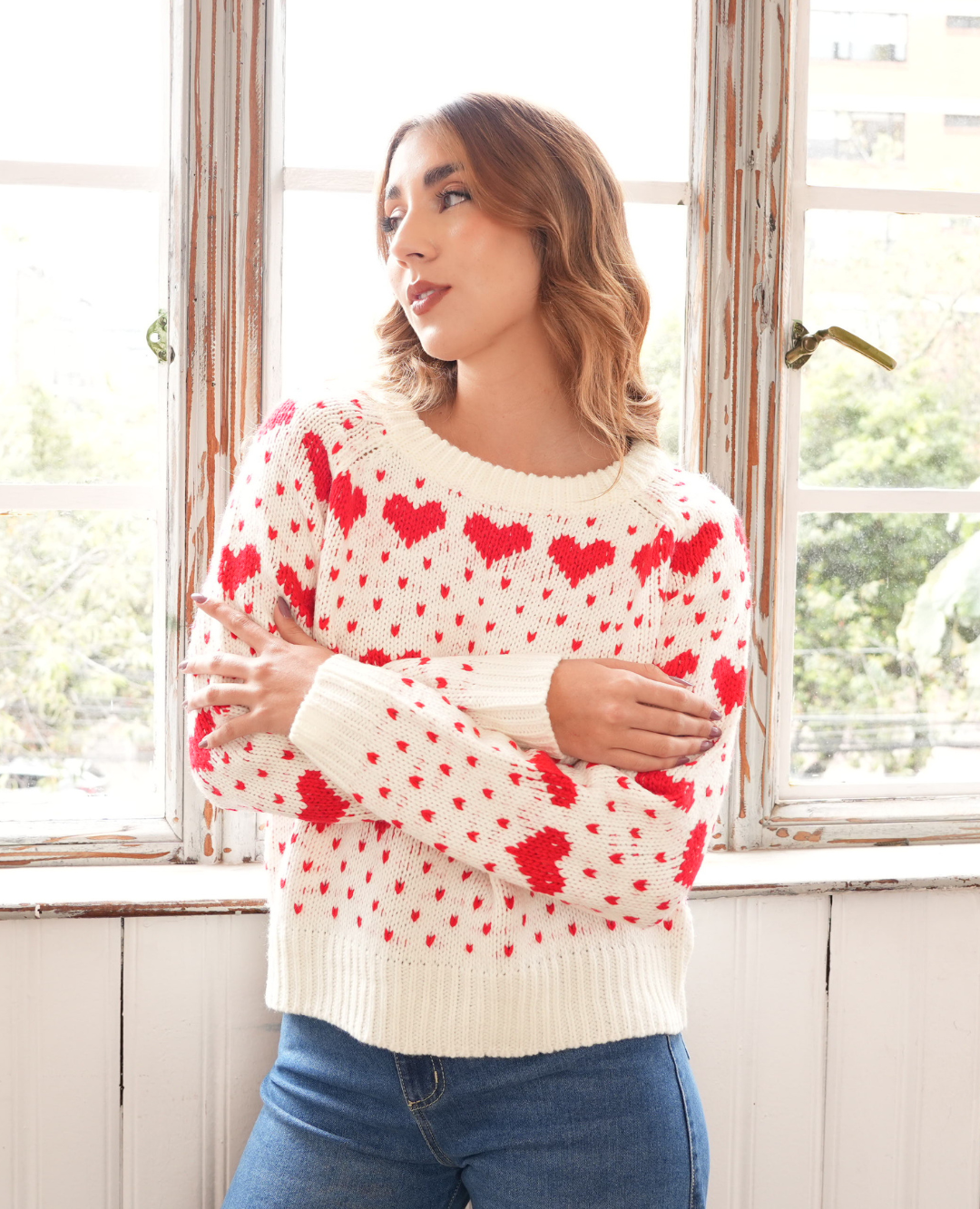 Saco Corazones cuello redondo