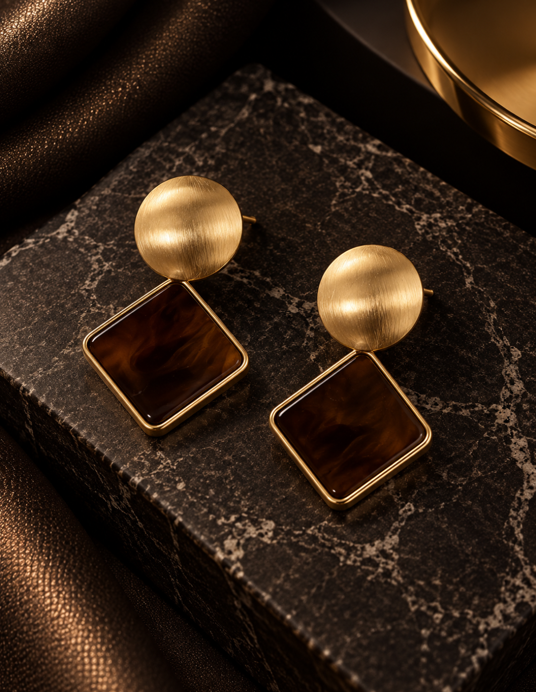 Aretes Rombo Piedra Cafe