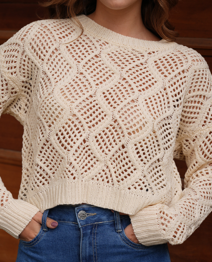 Saco Tejido Huecos Beige