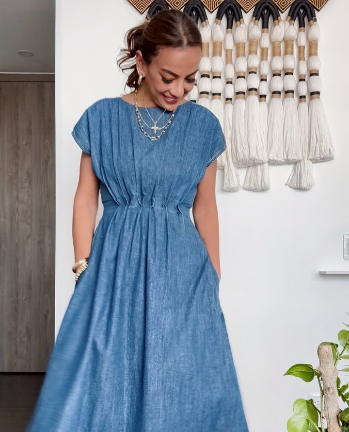 Vestido Midi Denim Azul