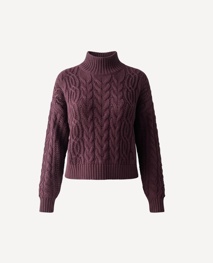 Saco Cuello Alto Trenzado Vinotinto