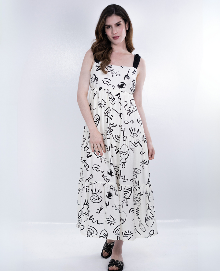 Vestido estampado Tiras Negras