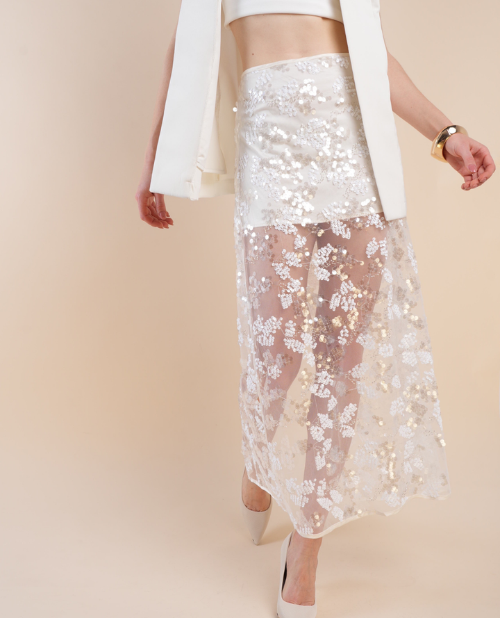 Falda Lentejuelas Blanca