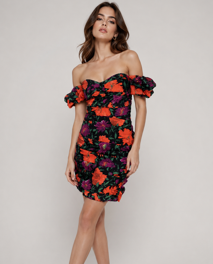 Vestido Floral Manga Globo