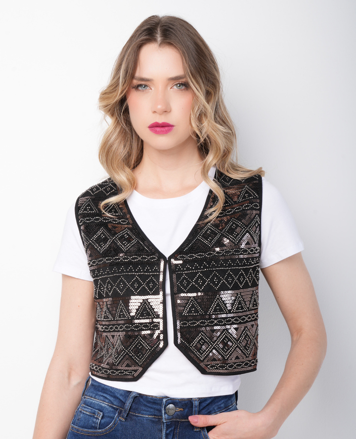 Chaleco Bordado Negro