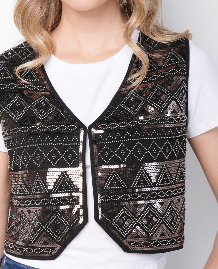 Chaleco Bordado Negro