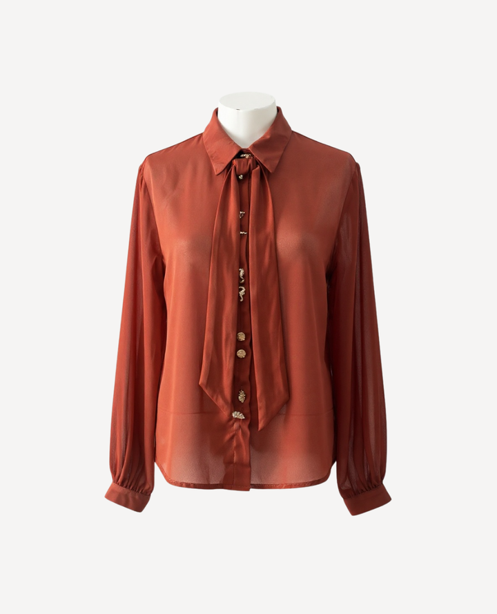 Blusa con nudo cuello Terracota