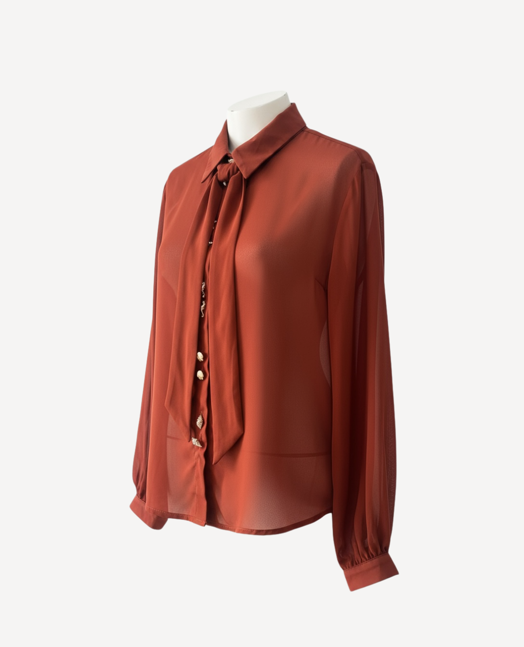 Blusa con nudo cuello Terracota