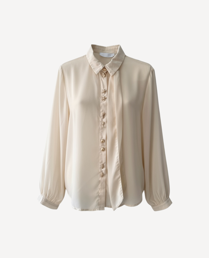 Blusa con nudo cuello Marfil