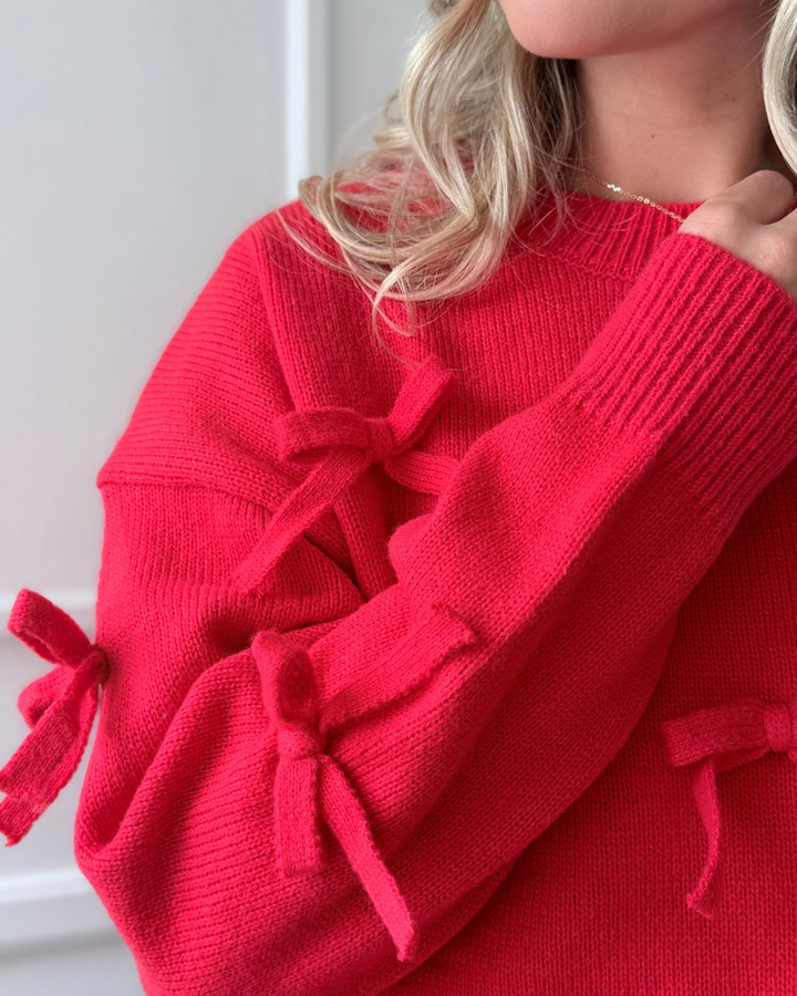 Saco Tejido Moños Rojo
