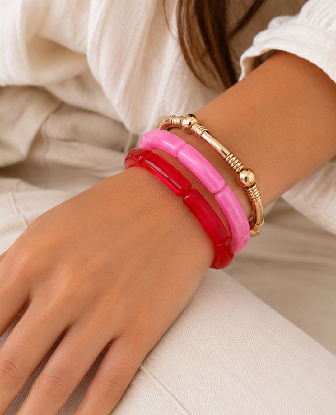 Pulsera Vintage Fucsia X3