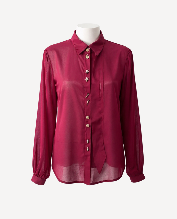 Blusa con nudo cuello Vinotinto