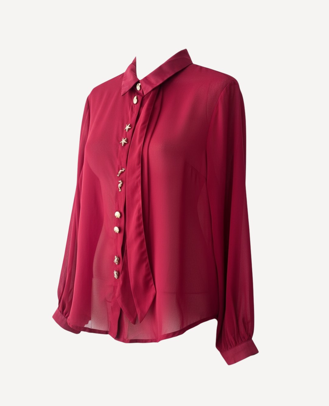 Blusa con nudo cuello Vinotinto