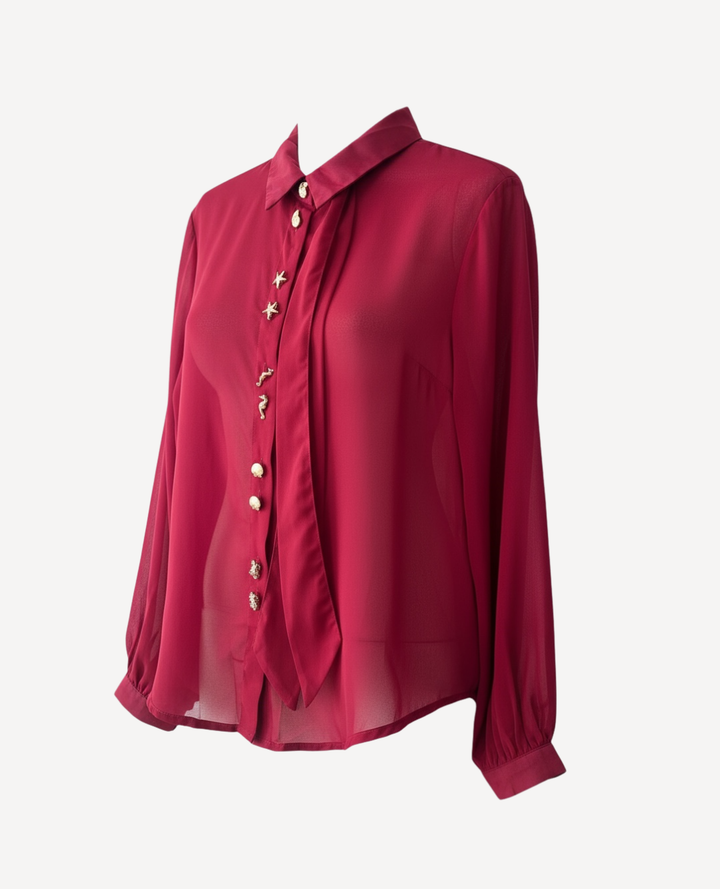 Blusa con nudo cuello Vinotinto
