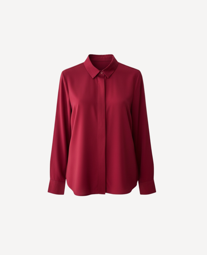 Blusa Camisera Seda Rojo
