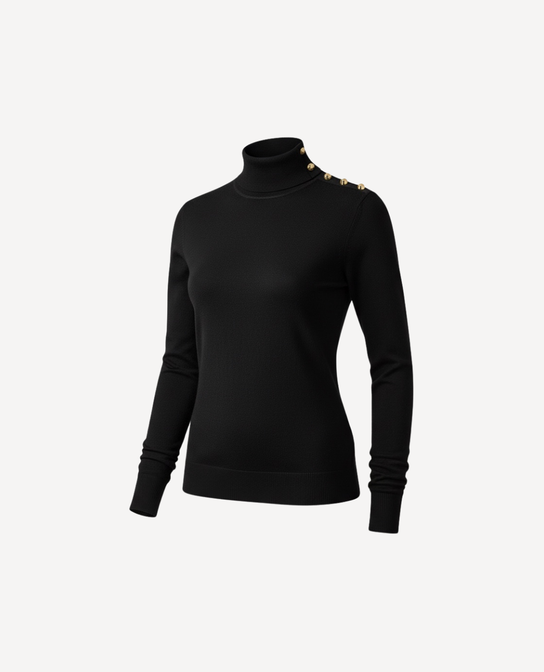 Basico cuello tortuga botones negro