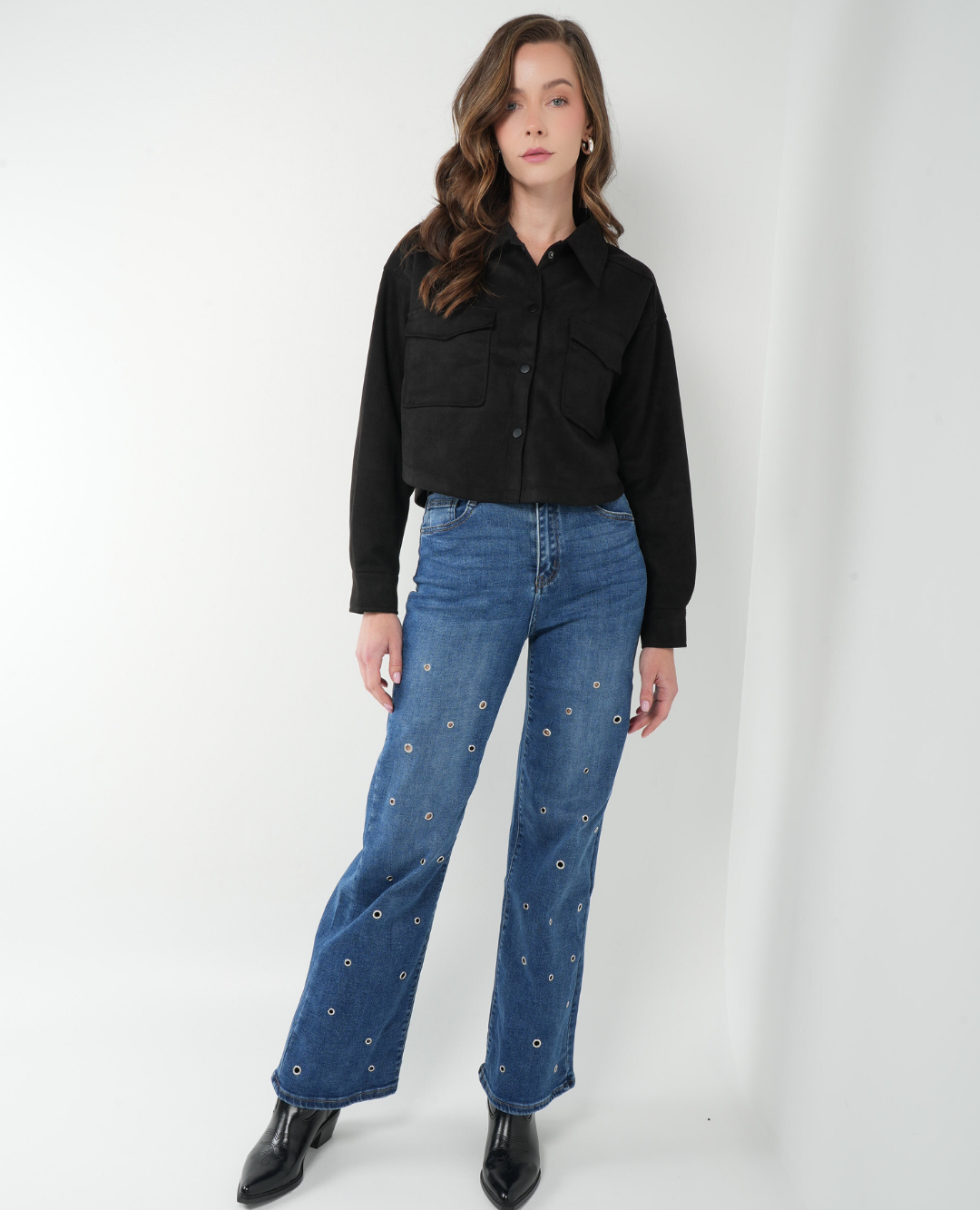 Jean Aros Metálicos Wide Leg