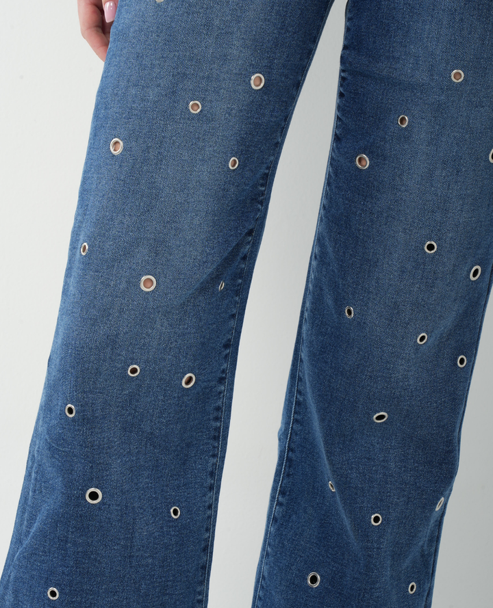 Jean Aros Metálicos Wide Leg