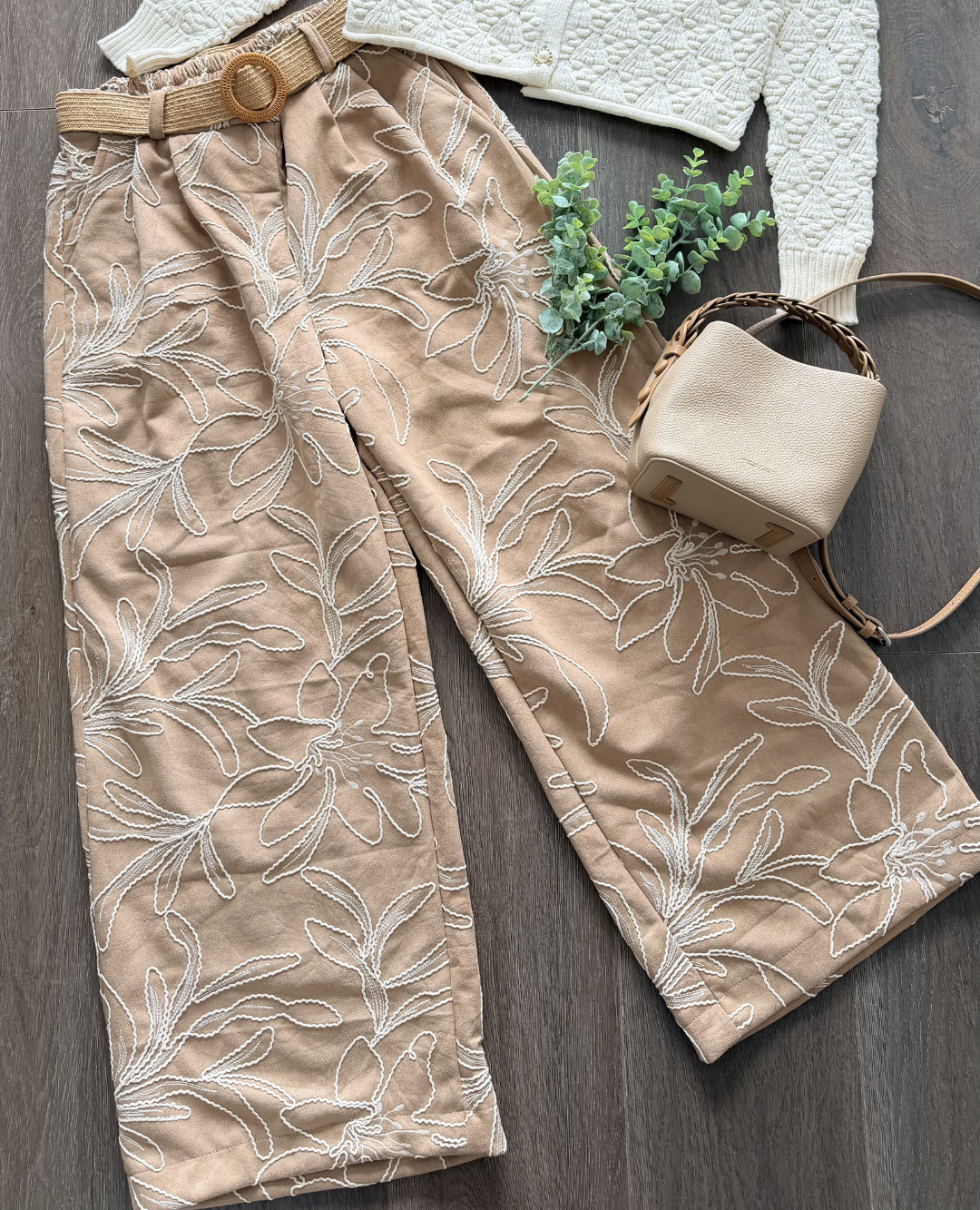 Pantalon Palazo Gamuza Bordado