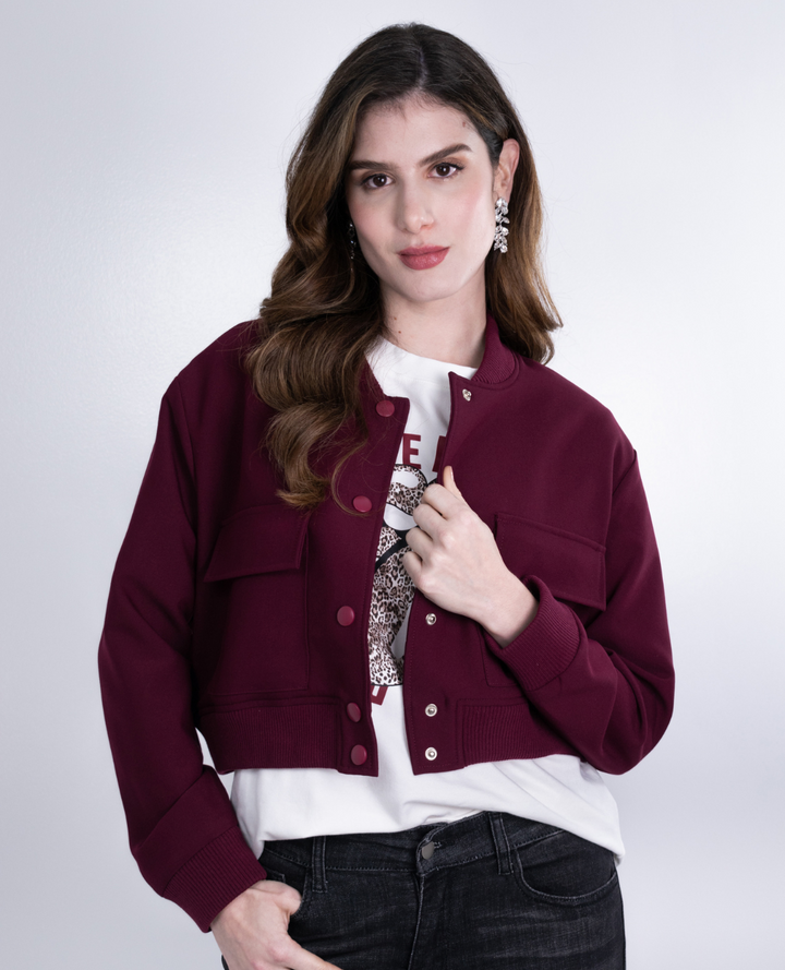 Chaqueta Bomber Vinotinto