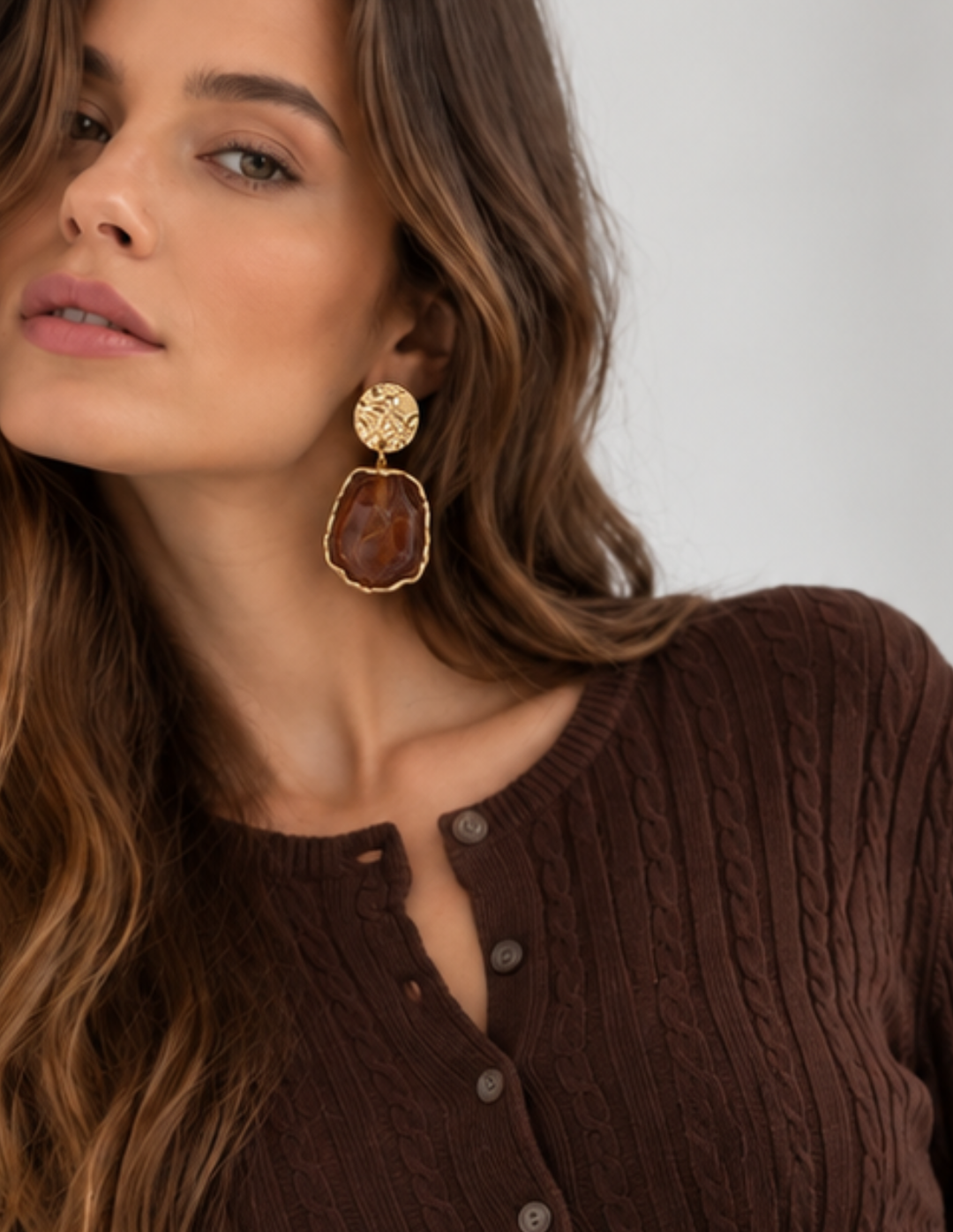 Aretes Colgantes Orgánicos Ambar