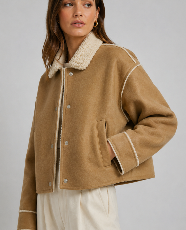 Chaqueta Cazadora Peluche Taupe