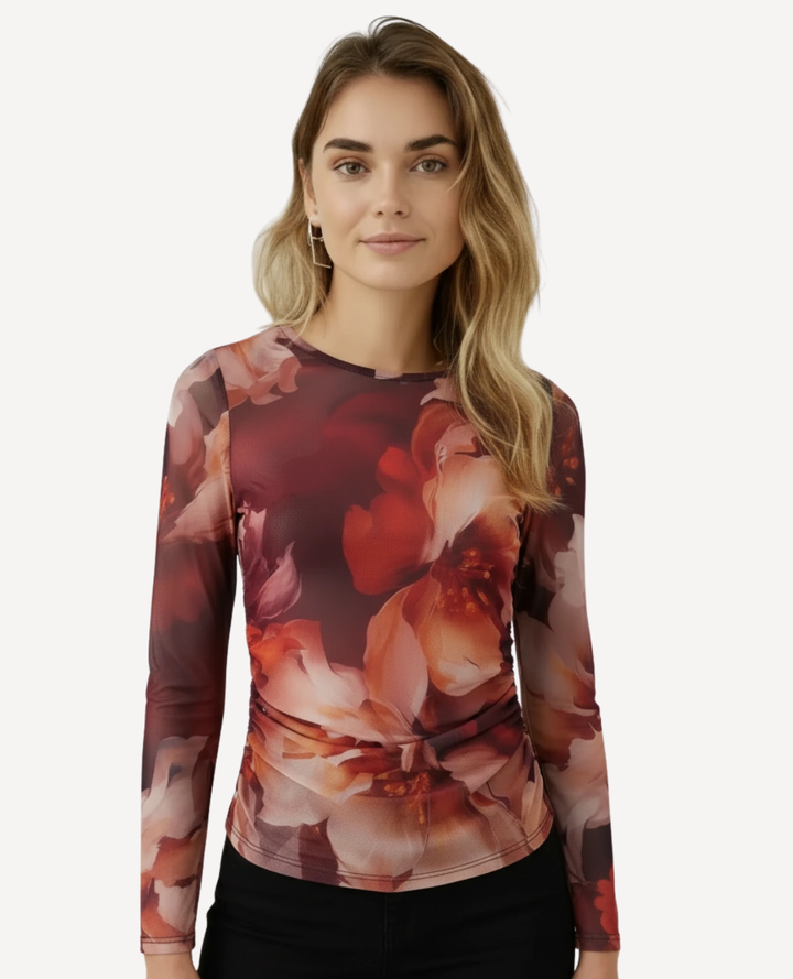 Blusa Mayatex Flores terracota