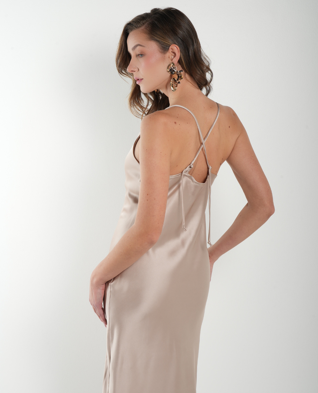 Vestido Satin Crema
