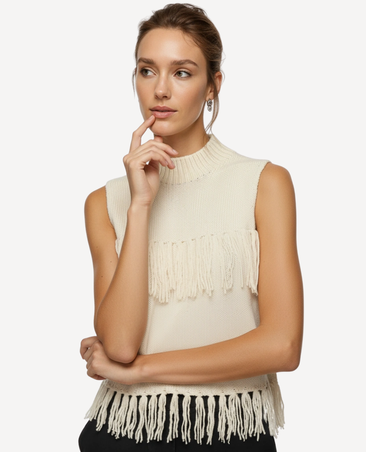 Chaleco Flecos Crema