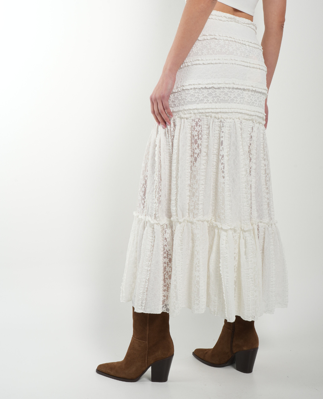 Falda en Blonda Hippie Blanca