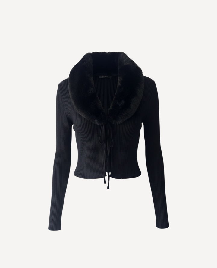 Cardigan trenzado Peluche Negro