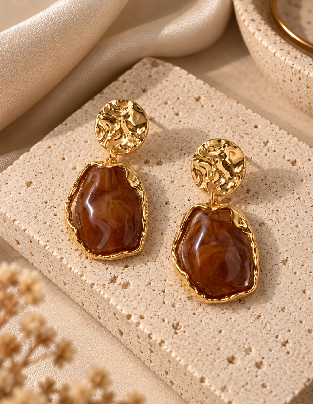 Aretes Colgantes Orgánicos Ambar