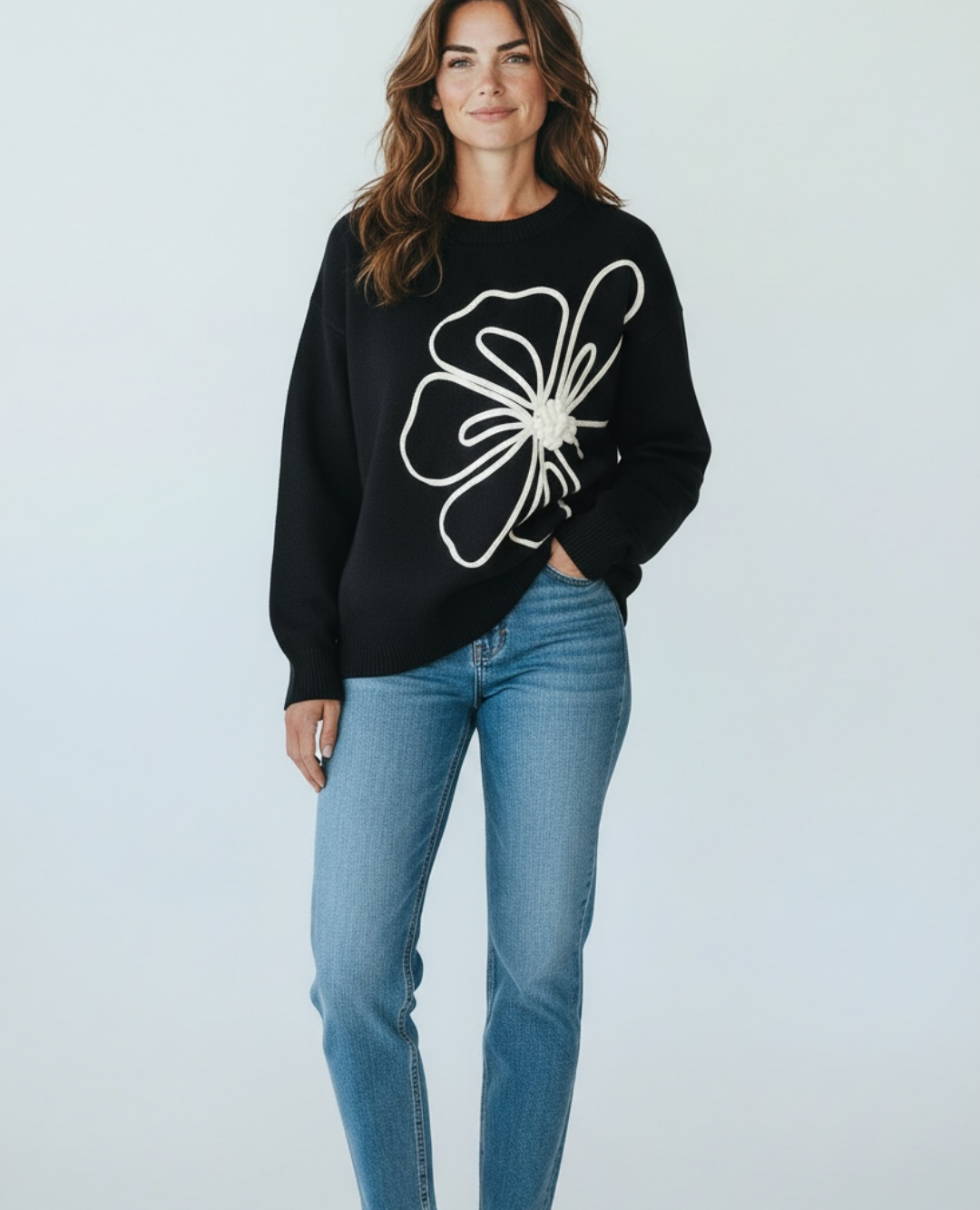 Saco flor orquidea 3D Negro