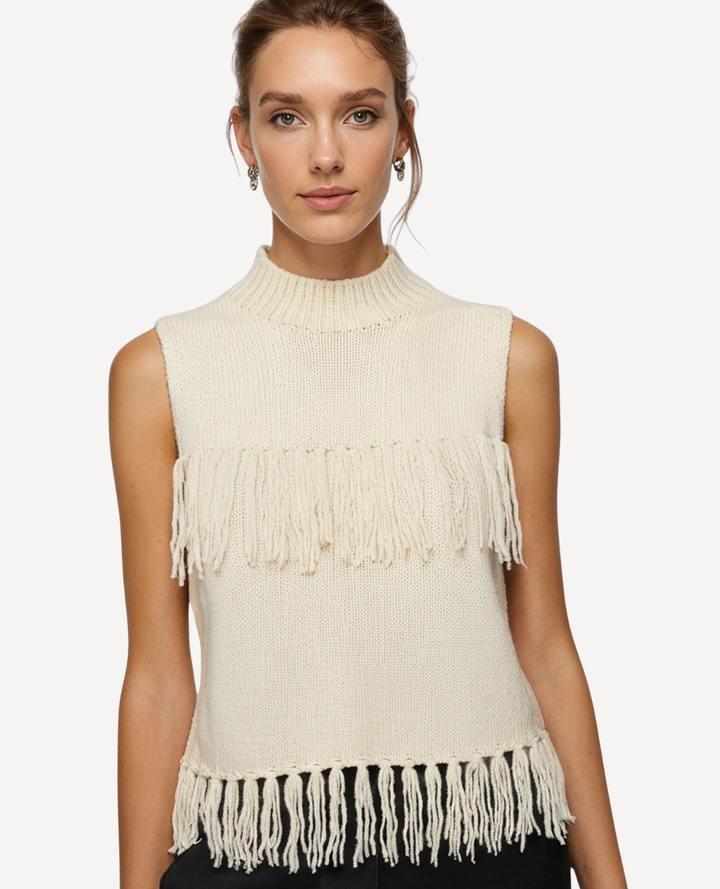 Chaleco Flecos Crema