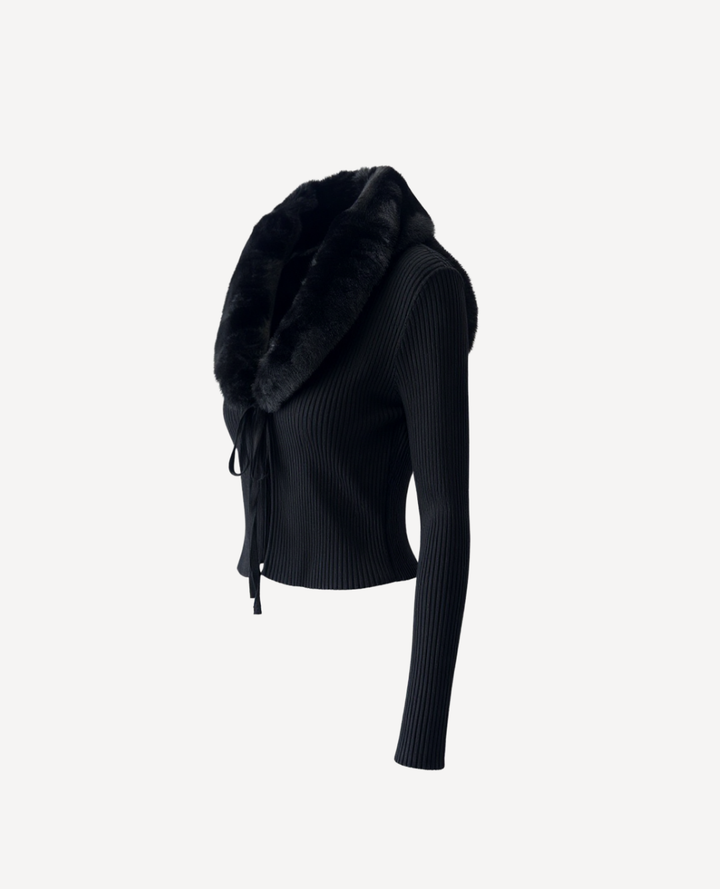 Cardigan trenzado Peluche Negro