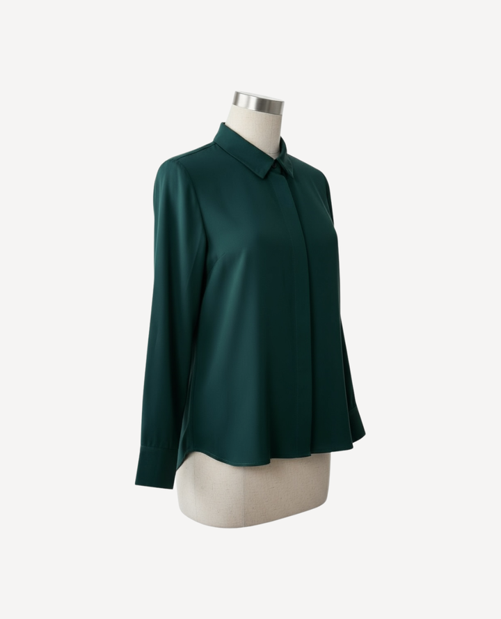 Blusa Camisera Seda Verde