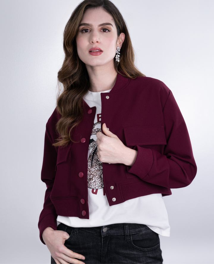 Chaqueta Bomber Vinotinto