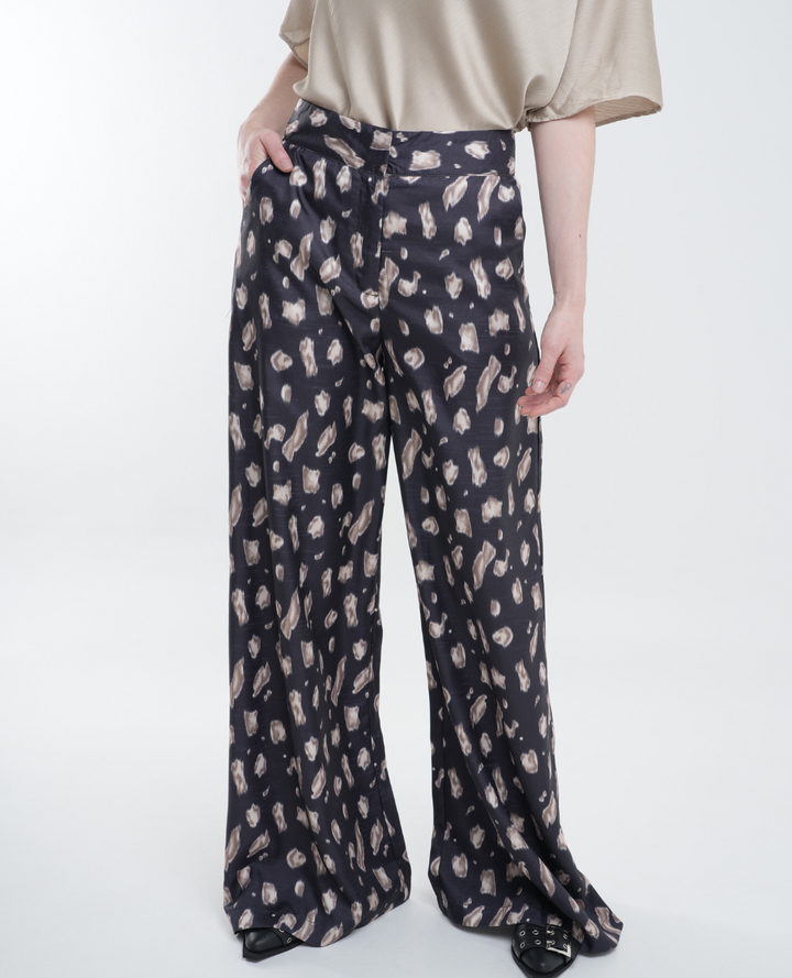 Pantalon palazo print negro