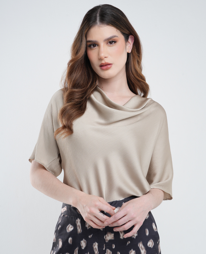 Blusa Velo drapeada Taupe