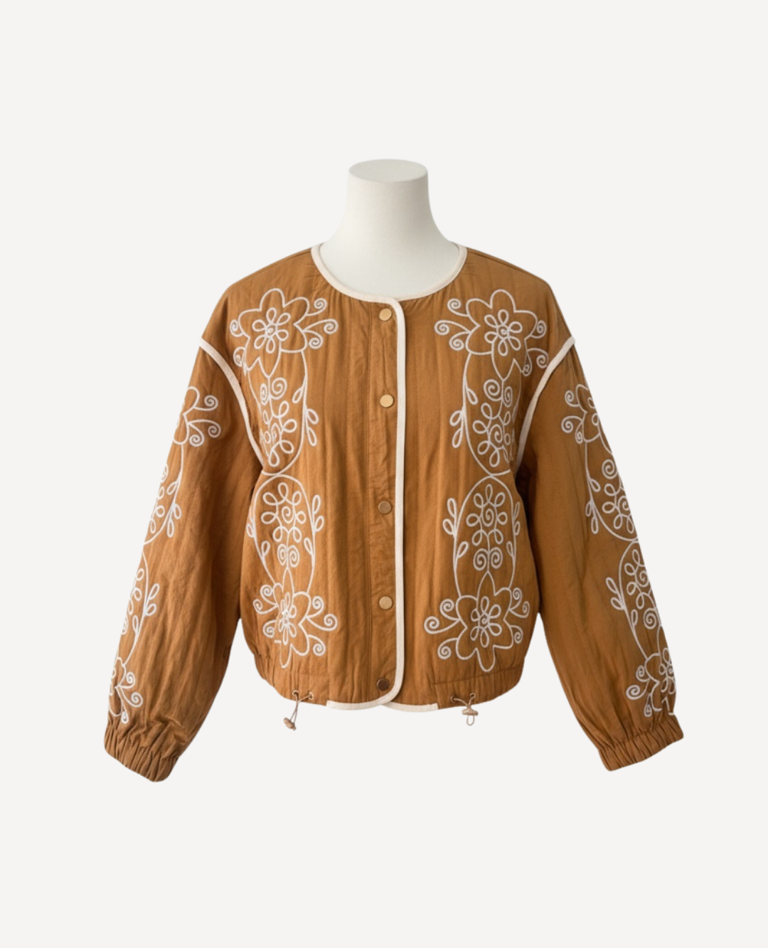 Chaqueta Puff Bordada Camel